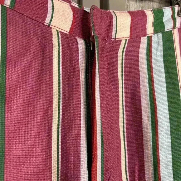 Free People Pants High Waist Stripes Straight Leg Pockets Sz 12 - Picture 4 of 9